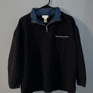 Men's quarter zip with Denim Collar